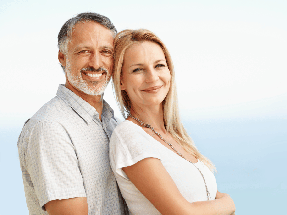 Couple smiling Sotto Peele HRT treatments for sexual health
